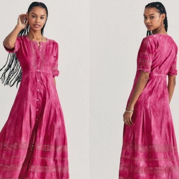 LoveShackFancy Dresses & Skirts - LoveShackFancy Edie Lace Short Sleeve Shirt Dress, NWT, Size XS